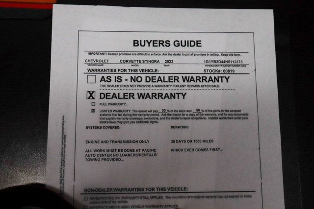 2022 Chevrolet Corvette Stingray
