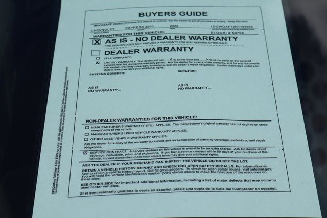 2022 Chevrolet Express 2500 Work Van