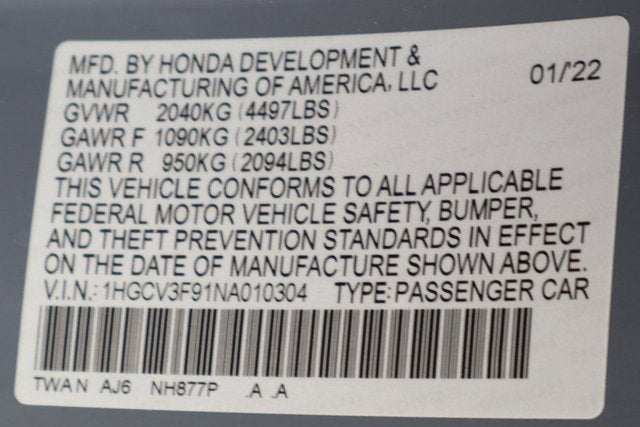 2022 Honda Accord Hybrid Touring