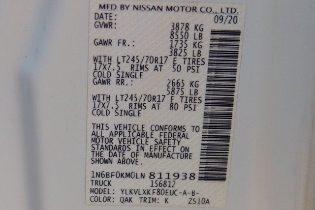 2020 Nissan NV1500 SV