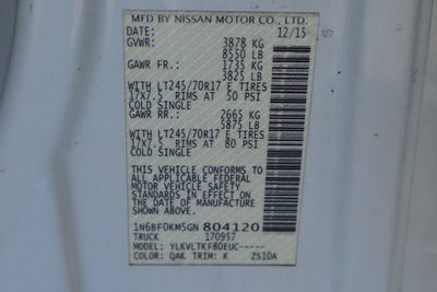 2016 Nissan NV1500 SV