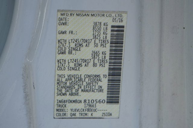 2016 Nissan NV1500 S