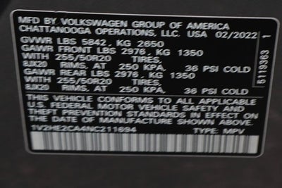 2022 Volkswagen Atlas Cross Sport 3.6L V6 SE w/Technology