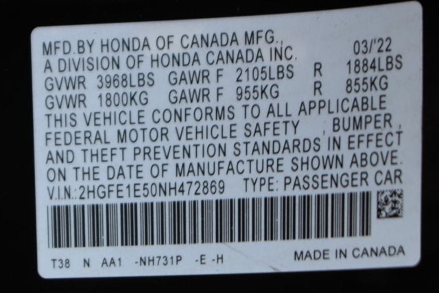 2022 Honda Civic Si Si