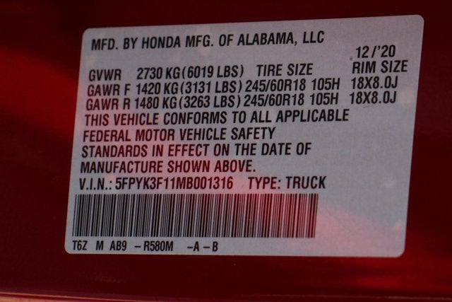 2021 Honda Ridgeline Sport