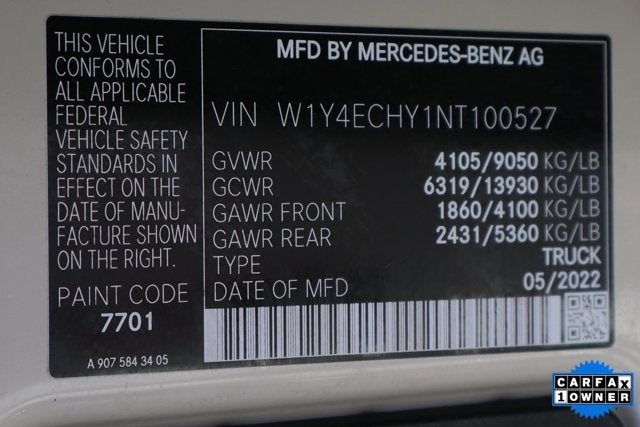 2022 Mercedes-Benz Sprinter Cargo Van Cargo 170 WB