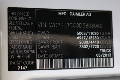 2013 Mercedes-Benz Sprinter 3500 Cargo 170 WB