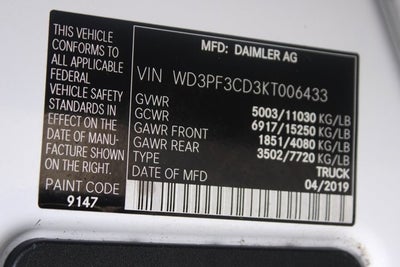 2019 Mercedes-Benz Sprinter 3500 Cargo 144 WB