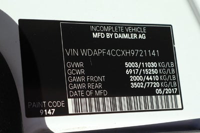 2017 Mercedes-Benz Sprinter Cargo Van Cab Chassis 144 WB