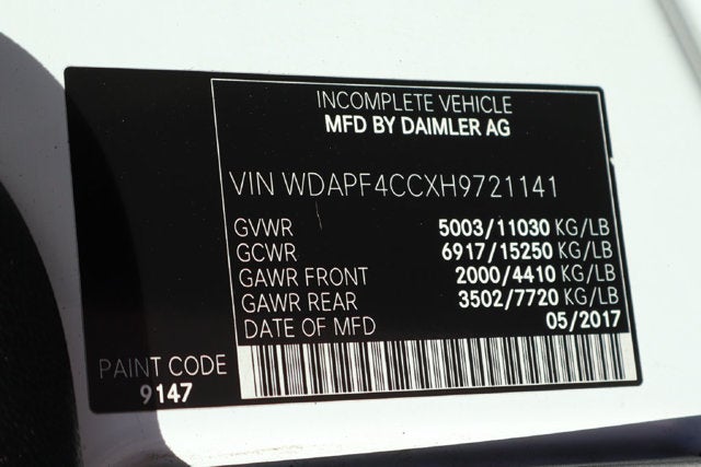 2017 Mercedes-Benz Sprinter Cargo Van Cab Chassis 144 WB