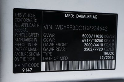 2016 Freightliner Sprinter 3500 High Roof