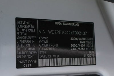 2019 Mercedes-Benz Sprinter 2500 Passenger 170 WB